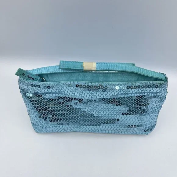 M. Asam Blue Sequined Cosmetic Bag NEW - Picture 4 of 10